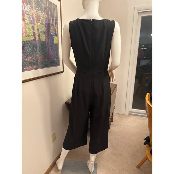 White House Black Market Wide Leg Crop Black Women's Jumpsuit Size 4 - Picture 2 of 6